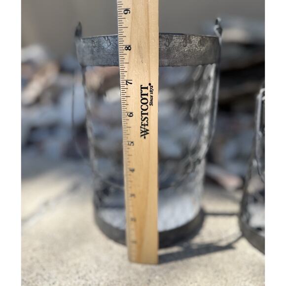 8" & 6” Hanging Wire Baskets Lantern/Candle Holder NWOT - Picture 3 of 7